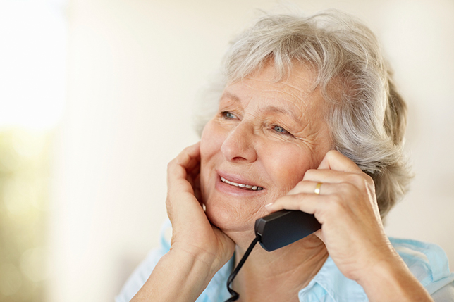 Closeup of a Senior Woman Smiling on the Phone